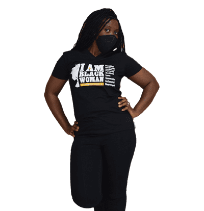 I am black women t-shirt gold strip