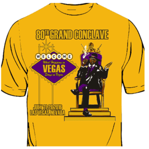 A t-shirt with an image of the king of vegas.