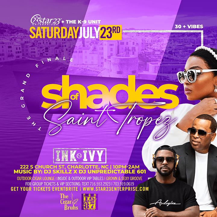 A flyer for the shades saint tropez party.