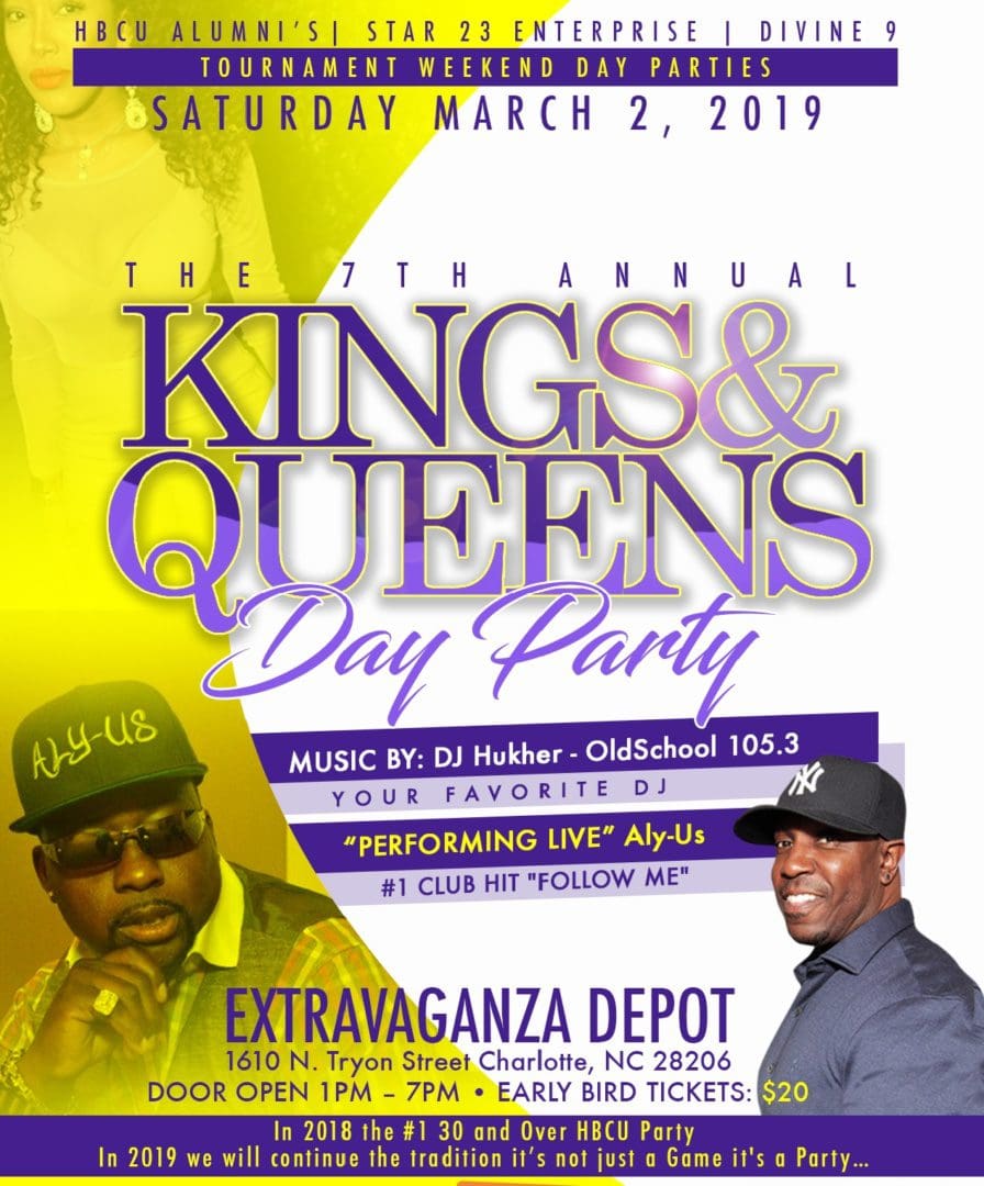 A flyer for the kings and queens day party.
