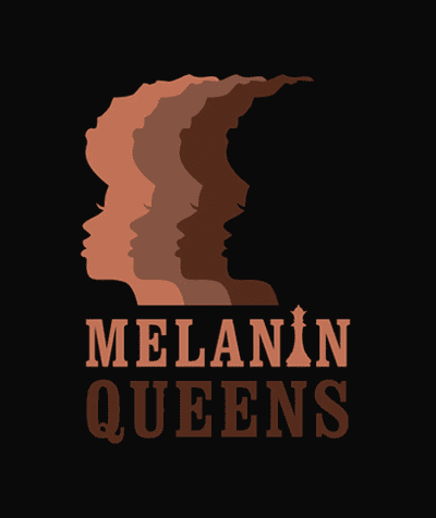 A black background with the words melanin queens written underneath.