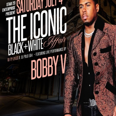The Iconic Black and White Affair featuring Bobby V live at House of Blues New Orleans on July 4th, upscale nightlife event with DJ Ty Lyles