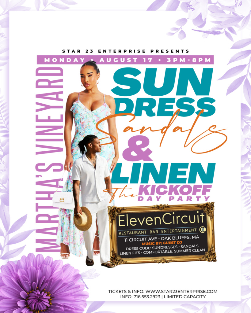 Sundress Sandals Linen Day Party in Martha’s Vineyard Oak Bluffs August 2026