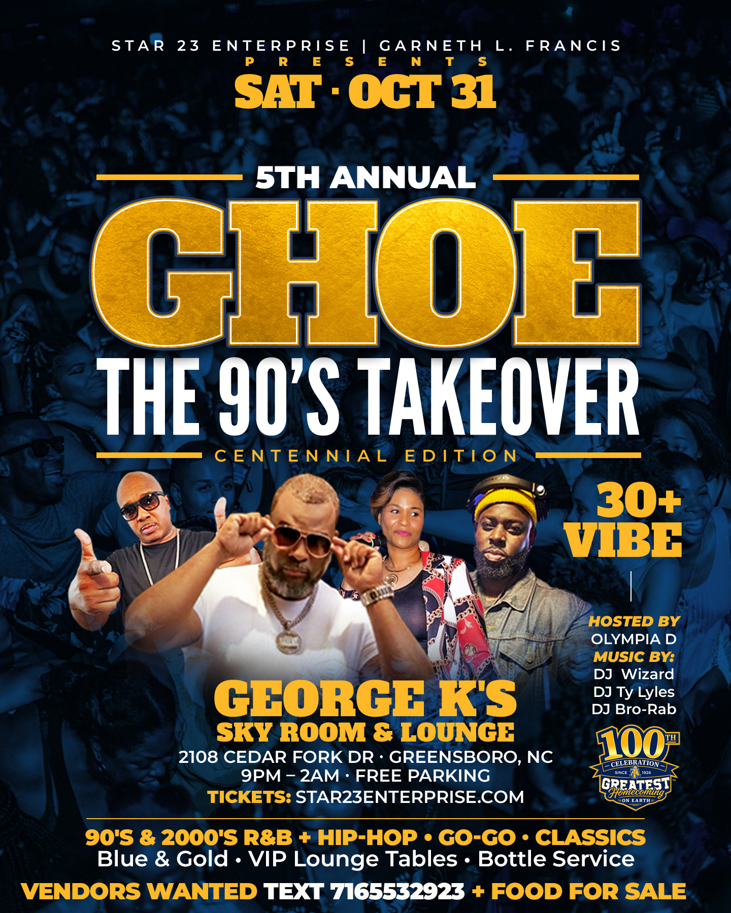 GHOE Centennial Weekend 2026 events presented by Star 23 Enterprise in Greensboro, North Carolina
